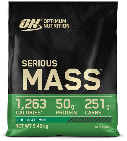 Optimum Nutrition Serious Mass Weight Gainer Pulver, Geschmack Chocolate Mint, 5.45kg, 16 Portionen