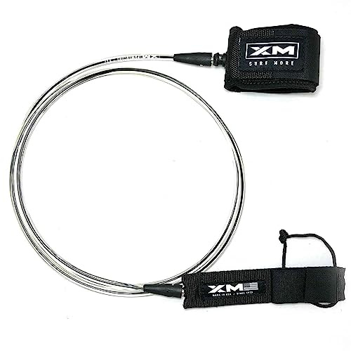 XM SURF MORE CORE Surfboard Leash 6ft., Color at The Core, Regular Cord Thickness (.270 in.), Choose Length and Color, Key Pocket, Unbreakable Swivels, Detachable Railsaver, Made in USA