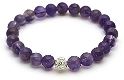 BERGERLIN Amethyst Armband – Perlenarmband aus echtem Naturstein und mit 925 Sterling Silberperle