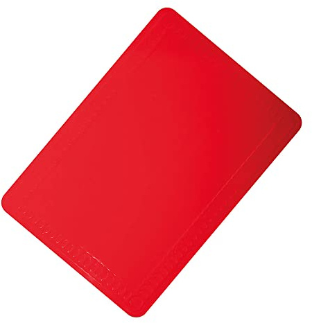 Tapis de table antidérapant en silicone rouge – 350 x 250 mm – Passe au lave-vaisselle – Facile à nettoyer – Empêche les assiettes et les bols de glisser sur les tables