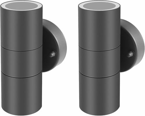 Kerry Outdoor Wall Lights, Mains Powered, Up and Down, Anthracite, 2 Pack