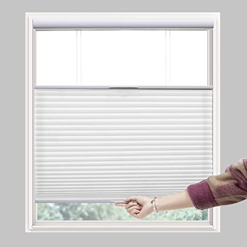 Persilux Custom Size Cellular Shades Top Down Bottom Up Cordless Light Filtering Honeycomb Blinds Thermal UV Protection Energy Saving Pleated Window Shades for Indoor Windows Easy to Install White