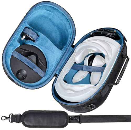 Aenllosi Estuche Rígido para Gafas VR Meta Quest 3/Quest Pro,Negro y Azul | Para gafas de realidad virtual Meta Quest 3/Quest Pro, Diseño protector para guardar el dispositivo, Solo estuche rígido