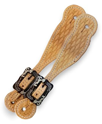 HR Saddlery Preston Trail Western Spur Straps Hand Tooled Basket