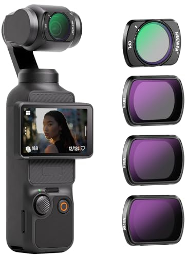 NEEWER Magnetisches ND&CPL Filter Set kompatibel mit DJI OSMO Pocket 3, 4er Pack ND16 ND64 ND256 Polarisationsfilter und Neutraldichte Zubehör, Multi Coated optisches HD Glas/Schlanker Aluminiumrahmen