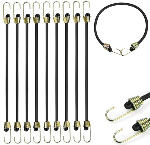 Spanngummi mit Haken 10 Stück, 25CM Gepäckspanner, Expander mit Goldener Haken, Spanngurte mit Haken, Robuster Gummispanner, für Camping Zeltplane, Gepäck, Gold