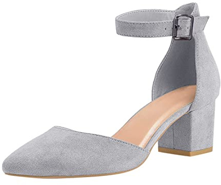 Pumps Shoes Women's Salmon: Buckle Pumps Women's Black Graceland Heel Shoes Block Heel Closed Sandals Elegant Evening Shoes / Sandals with Buckles Sandals / Summer Sandals / Comfortable Sandals, gray,