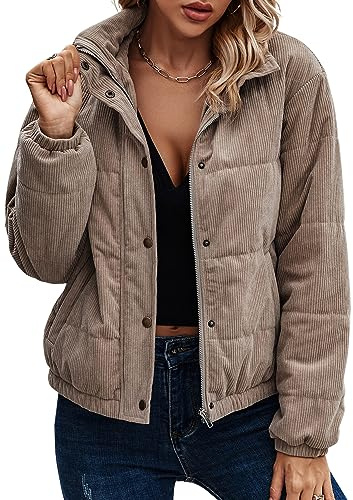 ASOMI Veste Femme Veste Polaire Douillette Veste de Mi-saison Doublée Manches Longues Fermeture Éclair Manteau Automne-Hiver avec Poches, 38