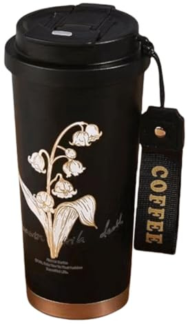 AVZYARDY 500ml Insulated Coffee Cup w/Built-in Straw, Flask with Lipstick-Friendly Sip, Portable Travel Flask, Stainless Steel Coffee Cup Travel Mug for Cold/Hot Drinks, Thermal Travel Mug