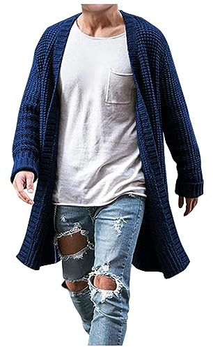 Cardigan Homme Laine Ouvrez-Front Veste Homme Automne Hiver Casual Blousons Homme Grosse Maille Veste En Tricot Pull Homme Knitted Cardigan Décontracté Sweater Manteau Long Homme Chaud Gilets