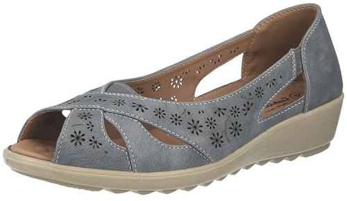 Cushion Walk Women's Standard Fit Or EEE Wide Fit Slip-On Summer Shoes Sandals (Blue, UK Footwear Size System, Adult, Women, Numeric, Medium, 8)