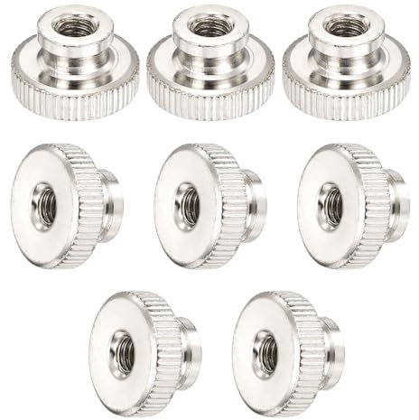 QUARKZMAN Dado per pollice zigrinato, 8 pezzi, M6 x 1 mm, in ferro, bottoni rotondi, elementi di fissaggio per stampanti 3D, colore argento