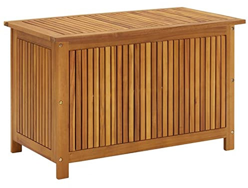 Gecheer Scatola di immagazzinaggio da giardino, 90 x 50 x 58 cm, in legno di acacia massiccio, contenitore di attrezzi per balcone, piscina e terrazza