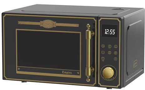 Kaiser Empire M 2530 Em Retro - Microondas (25 L, parrilla de 1200 W, aire caliente de 2200 W, control táctil completo con mordaza giratoria, frontal de cristal, tirador de puerta de metal auténtico