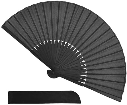 Ventilatori A Mano In Tessuto Di Seta Nera - Ammiratori Pieghevoli Da 21 Cm | Fabrics Di Seta Cinese Handheld Fan Per Ballare Cosplay Matrimonio Elegante Ventilatore Portatile Portatile Per Le Donne