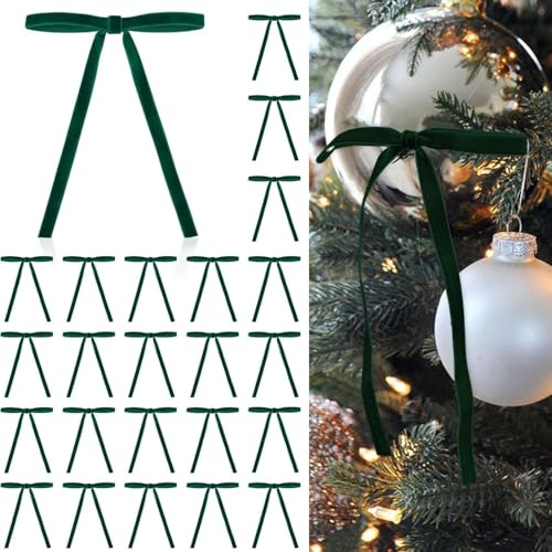 LATERN 36 Piezas Verde Lazos de Terciopelo Navideños, 12,7CM x 17,7CM Moños Grandes para Árbol Lazo para Corona Envoltorio para Festivales para Navidad Árbol Chimenea Hogar Puerta Decoraciones