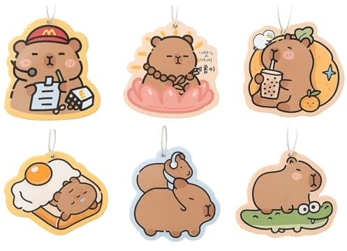 Duftbaum Auto, 6 Stück Kapibara Autoduft, Auto Duft mit langanhaltendem Aroma, Lufterfrischer Duft für frischen Duft im Parfüm ohne schädliche Chemikalien