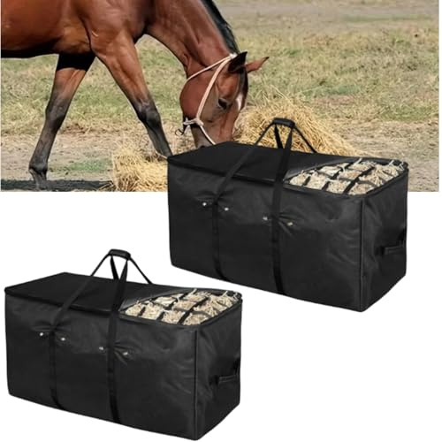 CiCixixi 2 Packs Hay Bale Bag for Horses 44x18x22inch Extra Large Hay Bag with Separated Design & Top Slow Feed Design for Horses Sheep Donkey Goats Premium Oxford Heavy Duty Hay Bale Storage Bag