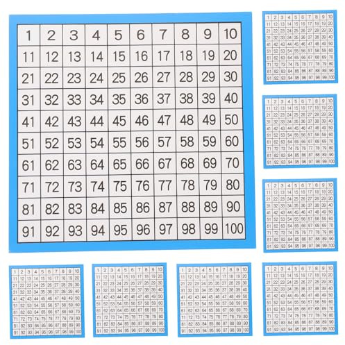 Housoutil Tableau Pédagogique Mathématique 1-100, Lot de 10 Feuilles Laminées Double Face, Tableau Numérique pour Comptage Continu, Matériel Éducatif pour Garçon et Filles, École