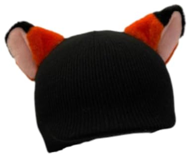 Homyl Couvre-casque de Ski Bonnet Tricoté Accessoire Casque Neige Décoration Mignon Oreille D'Animal Protection Respirant Adapté Au Snowboard Ski Skateboard, Oreilles de Renard Noir