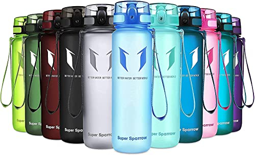 Super Sparrow Sports Water Bottle - 750ml - Non-Toxic BPA Free & Eco-Friendly Tritan Co-Polyester Plastic - For Running, Gym, Yoga, Outdoors and Camping