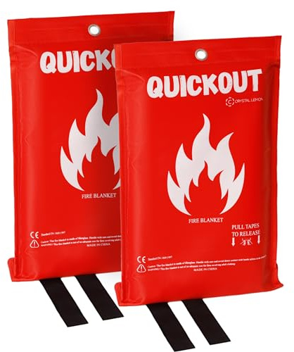 C CRYSTAL LEMON 2 Pack Fire Blanket, Fire Suppression Blanket, Fiberglass Blanket 39x39 inches