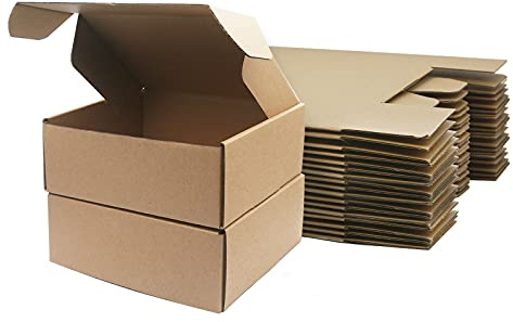 Scatole di spedizione in cartone ondulato, 208 x 130 x 68 mm grandi scatole postali per la spedizione, scatole di imballaggio marrone per affari, stoccaggio o regalo (24 pezzi)
