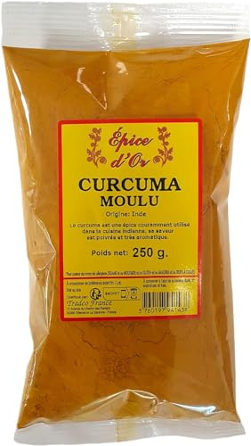 Curcuma Moulu 250g - Epice d'Or, Pure et Naturel, Végétalien, Sans Colorants, Sans Additifs Ni Conservateurs.