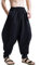 AITFINEISM Men's Drawstring Casual Hippie Harem Pants Loose Drop Crotch Trousers (M,Black 2)