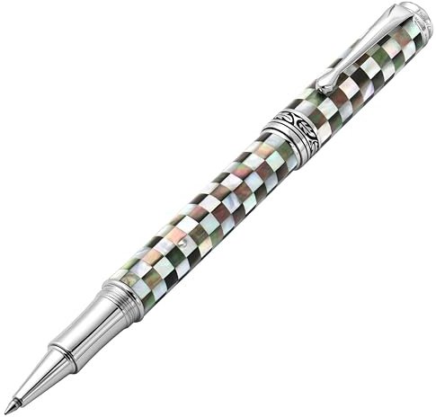 Xezo Stylo roller Maestro Jubilee, pointe fine. Nacre blanche océanique et nacre noire irisée de Tahiti. Édition limitée, seulement 223 pièces fabriquées. Il n'y a pas deux stylos identiques