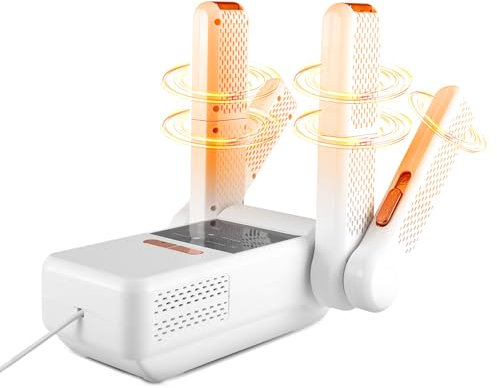 Electric Shoes Dryer, Boots Dryer with Thermostatic Warm Breeze, Socks Dryer with Timer & Antibacterial Function & Deodorization，Foldable Quick Dryer Shoe Dryer，for Shoes Boots Gloves Socks, White