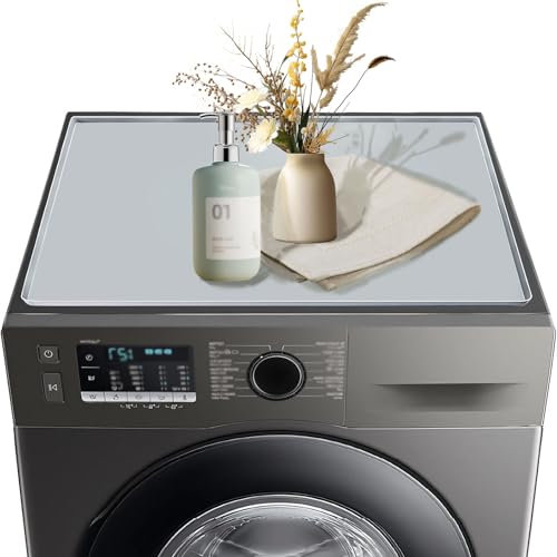 Tapis de machine à laver en silicone gris, antidérapant, 60 x 60 cm, tapis de protection imperméable pour machine à laver, sèche-linge, réfrigérateur, couvercle en caoutchouc isolant, antidérapant