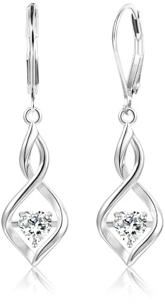 Silber 925 Hängend Ohrringe Damen - Lang Hängend Ohrhänger mit Brillant Zirkonia Stein fur Damen