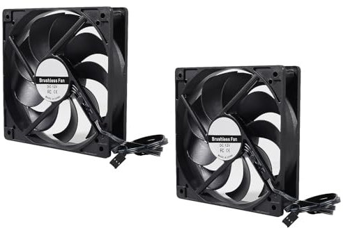2Pack PWM PC-Lüfter 120mm CPU- und Gehäuselüfter, 12V Schwarz, Silent Computer Fan