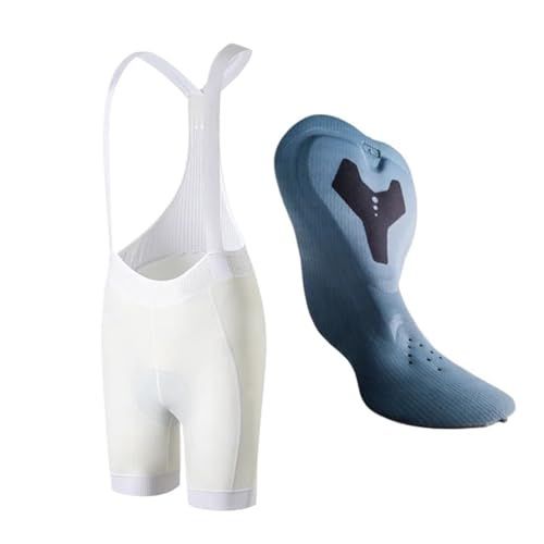 Short Cycliste Homme Cuissard à bretelles de vélo blanc Vêtements de cyclisme 7 heures de trajet Rembourré Course d'équitation VTT Collants de vélo Shorts respirants Cuissard Homme(White,Asia L (EU M)
