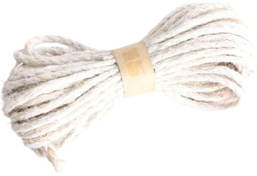 Wambere 6mm x 10m Juteseil Geflochtenes Hanfseil Juteschnur Zierseil Jutekordel Makramee Garn Paketschnur Juteband Dekoratives Seil für DIY Basteln Garten Heimdekoration Geschenkverpackung,Weiß