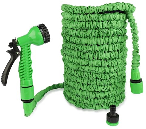 Tuyau d'arrosage extensible de 30 m – avec pistolet pulvérisateur à 7 cadrans, 2 raccords femelles et connecteur de robinet fileté, flexible et léger, anti-fuite, anti-nœuds, résistant aux intempéries