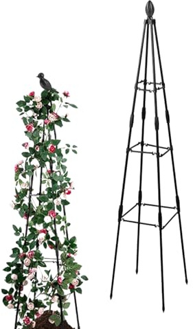 Generiskt växtstöd, obelisk, rankobelisk och ranktur för trädgårdsväxter, stödstänger, spaljé för klätterväxter blommor, tomater, rosor (120 cm)