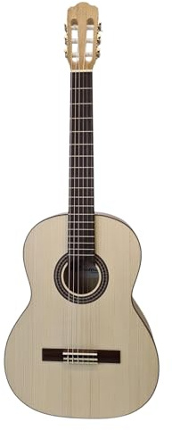 WoidBua SS300 - Chitarra da concerto 4/4, in abete massello di noce Fishman pre-amplificatore, con custodia e cinghia, per chitarra professionale calda, suono folk, 650 mm, lunghezza 52 mm