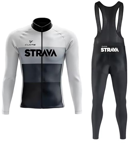 Fenovel Tenue Cycliste Homme Manche Longue Maillot de Cyclisme + Cuissard Long Velo Rembourré 20D Vêtements VTT Pro Automne