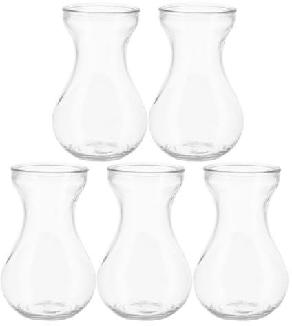 Veemoon Lot de 5 Vases en Verre Transparent pour Culture Hydroponique Vase à Fleurs Décoratif pour Bureau et Maison Contenant pour Plantes Vertes et Jacinthes Design Simple et Pratique