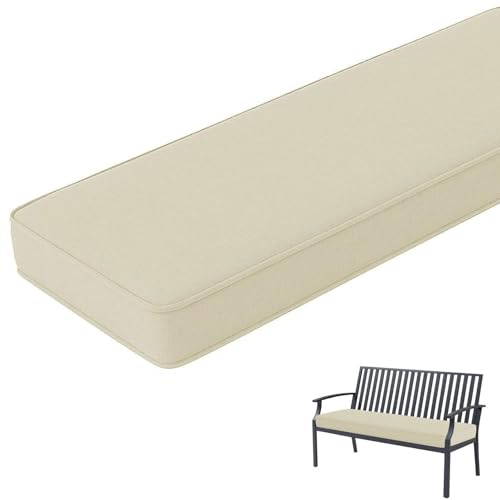 Genérico Cojín para Banco Exterior e Interior, Grueso y Cómodo 80/90/100/120/150/180 x 30/40/50 cm – para Zapatero,Jardín, Terraza, Balcón, Comedor, Comedor, Palet y Columpios(Beige,110x50x5cm)