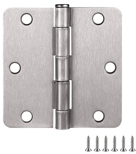 Design House Door Hinges for Interior Doors 10-Pack 3.5-inch x 3.5-inch, Design House 1/4-inch Radius Steel Door Hinge Door Hardware, Satin Nickel, 181362