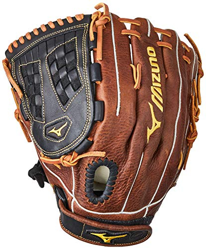 Mizuno Classic Fast Pitch Series gcf1250 F2 Infield/Auswärts/Krug Modell Handschuhe, Schwarz/Braun
