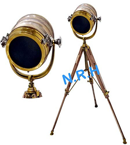 Lámpara de pie marina, 60 pulgadas de acero dorado para luz de búsqueda náutica con soporte de trípode