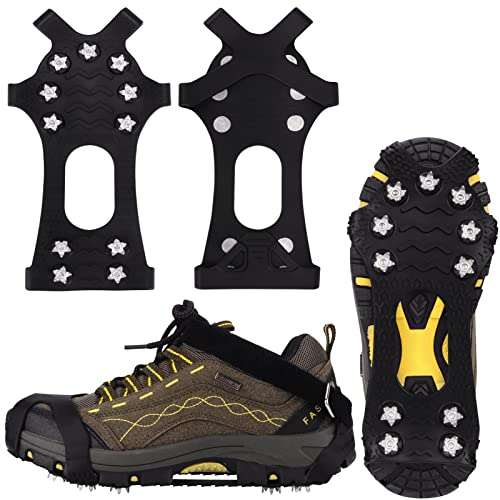 WINLINE Spikes für Schuhe, Schuhspikes, Schuhkrallen Steigeisen für Schuhe im Winter Rutschfestes, langlebiges Material aus Edelstahl und Winter Outdoor Sports Klettern (Schwarz, L)