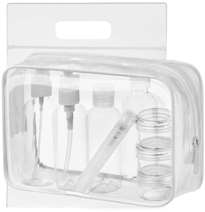 MOCOCITO Kit Viaggio Liquidi - Beauty Case da Viaggio, Set Bottigliette per Aereo da 8 Pezzi Contenitori Liquidi Flaconi 100ml per Shampoo, Crema, Lozione,Trousse Trasparente Borsa Cosmetici