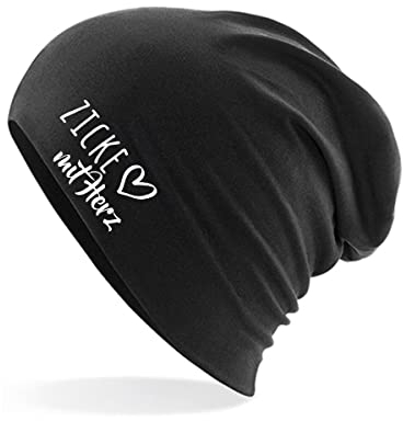 huuraa Beanie Zicke mit Herz Unisex Wintermütze Black mit Motiv für die tollsten Menschen Geschenk Idee für Freunde und Familie