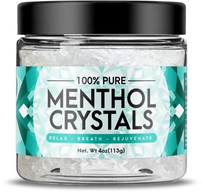 Three Drops of Life Menthol Crystals, Natural Mentha Arvensis, Aromatherapy for Shower Steamers, Humidifiers, Room Freshener or Addition for Cosmetics and Blends (4oz)