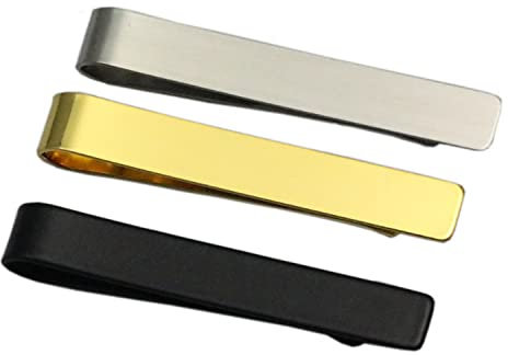 IERCZA Herren Dünn Krawattenklammer,3 Stück Business Hochzeit Krawattennadel aus Edelstahl,Hochzeit Krawattenklammer Set,Hochzeit Party Tag Geschenk（Silber/Gold/schwarz）